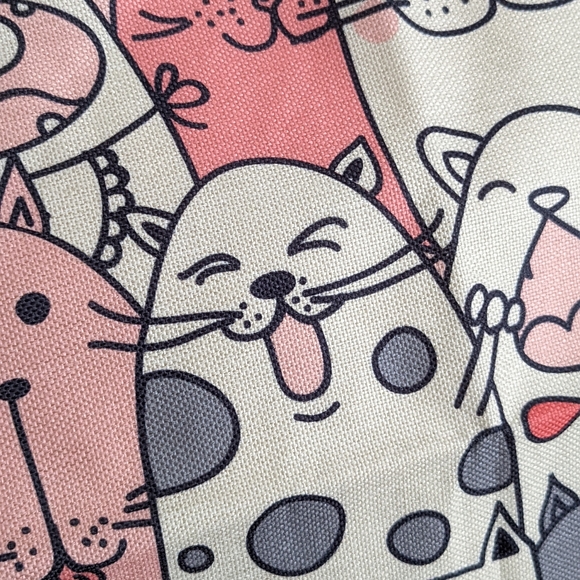 Cartoon Kitty Theme Design Cats Pattern Linen Zippered Pillowcase - Picture 6 of 8